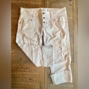 Guess Women’s distressed low rise white jean capri cropped sz 30 vintage